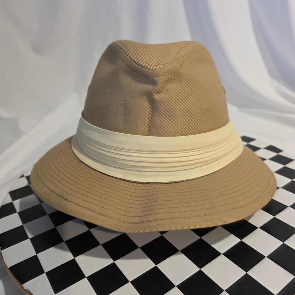 Vintage Safari Fedora Tan Canvas Union Made‎ USA ACTWU Size Large